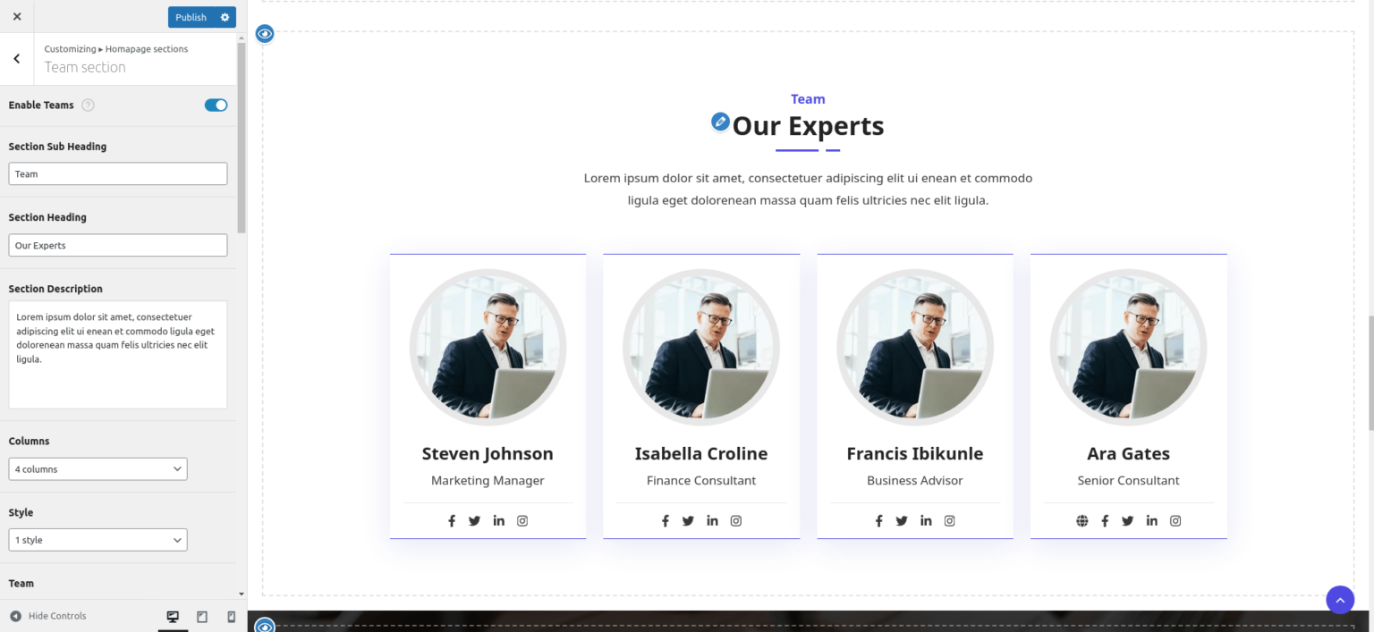 Team section – Peregrine Knowledgebase