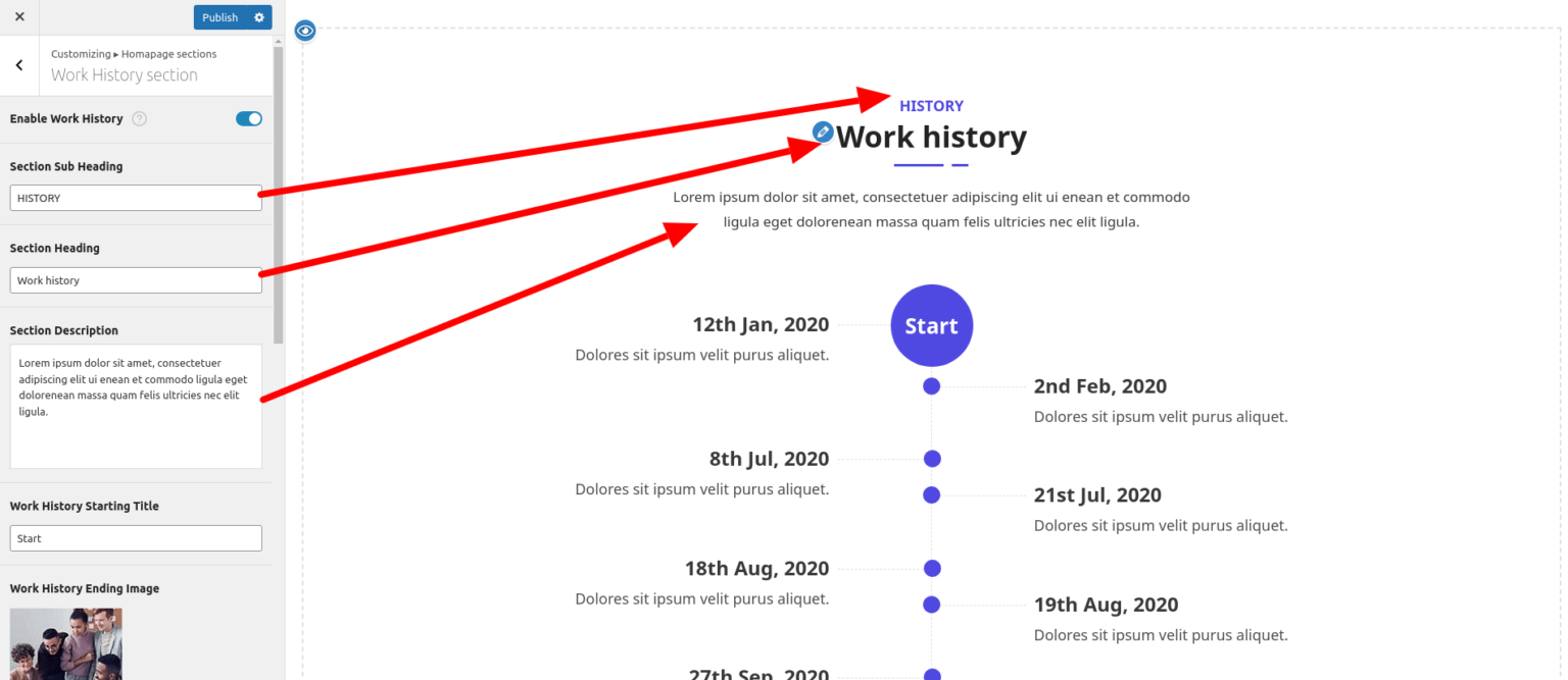 Work history / timeline section – Peregrine Knowledgebase